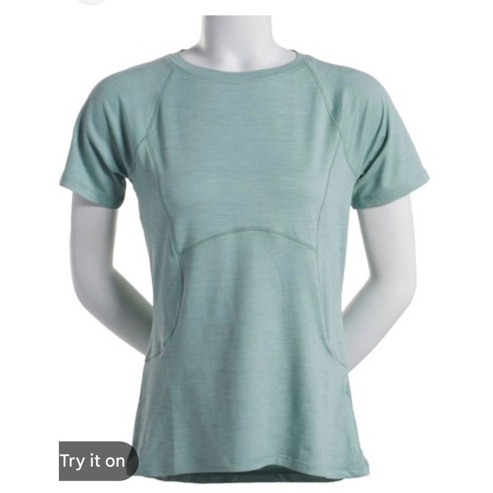 Spyder Active T-Shirt Womens XL Sage Green Short Sleeve‎ Zip Pocket Preloved